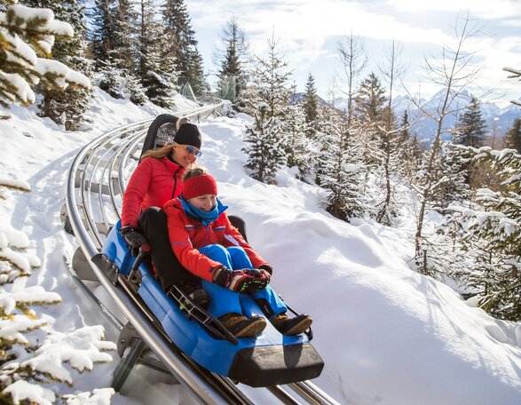 The Alpine Coaster bobsled in the Obereggen ski resort